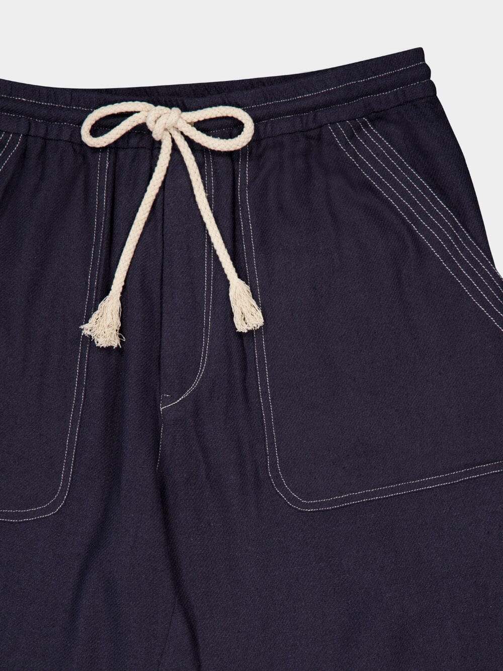 Navy Blue Silk Tapered Trousers - Image 3