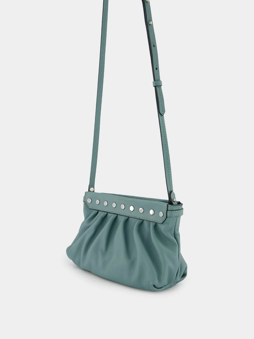 Luzes Gathered Crossbody Green Leather Bag - Image 4