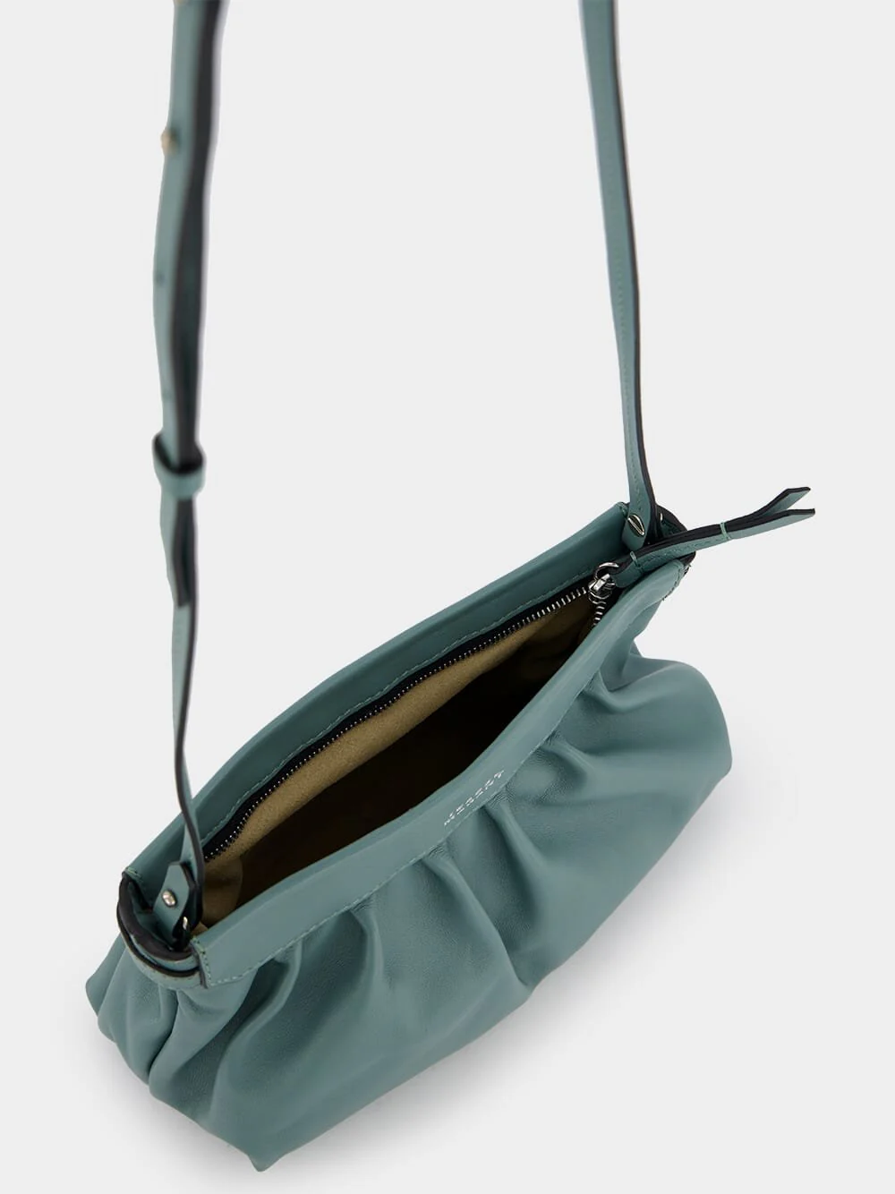 Luzes Gathered Crossbody Green Leather Bag - Image 5