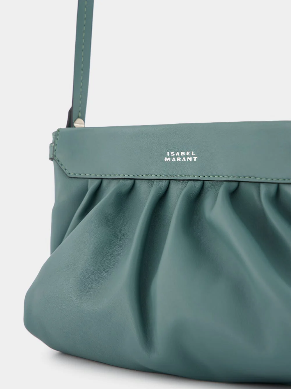 Luzes Gathered Crossbody Green Leather Bag - Image 6