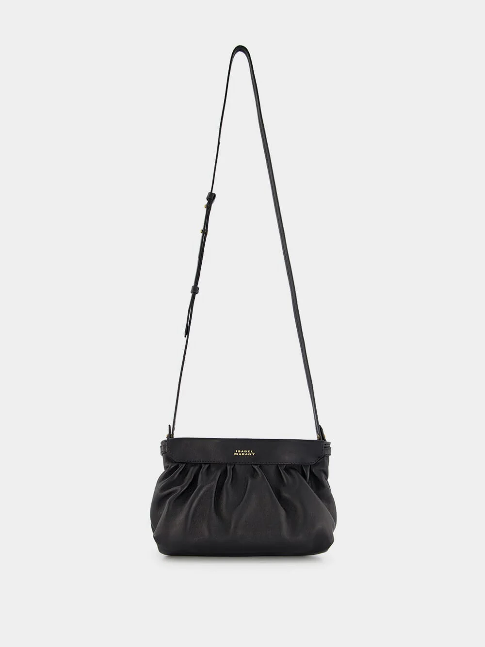 Luzes Gathered Crossbody Black Leather Bag