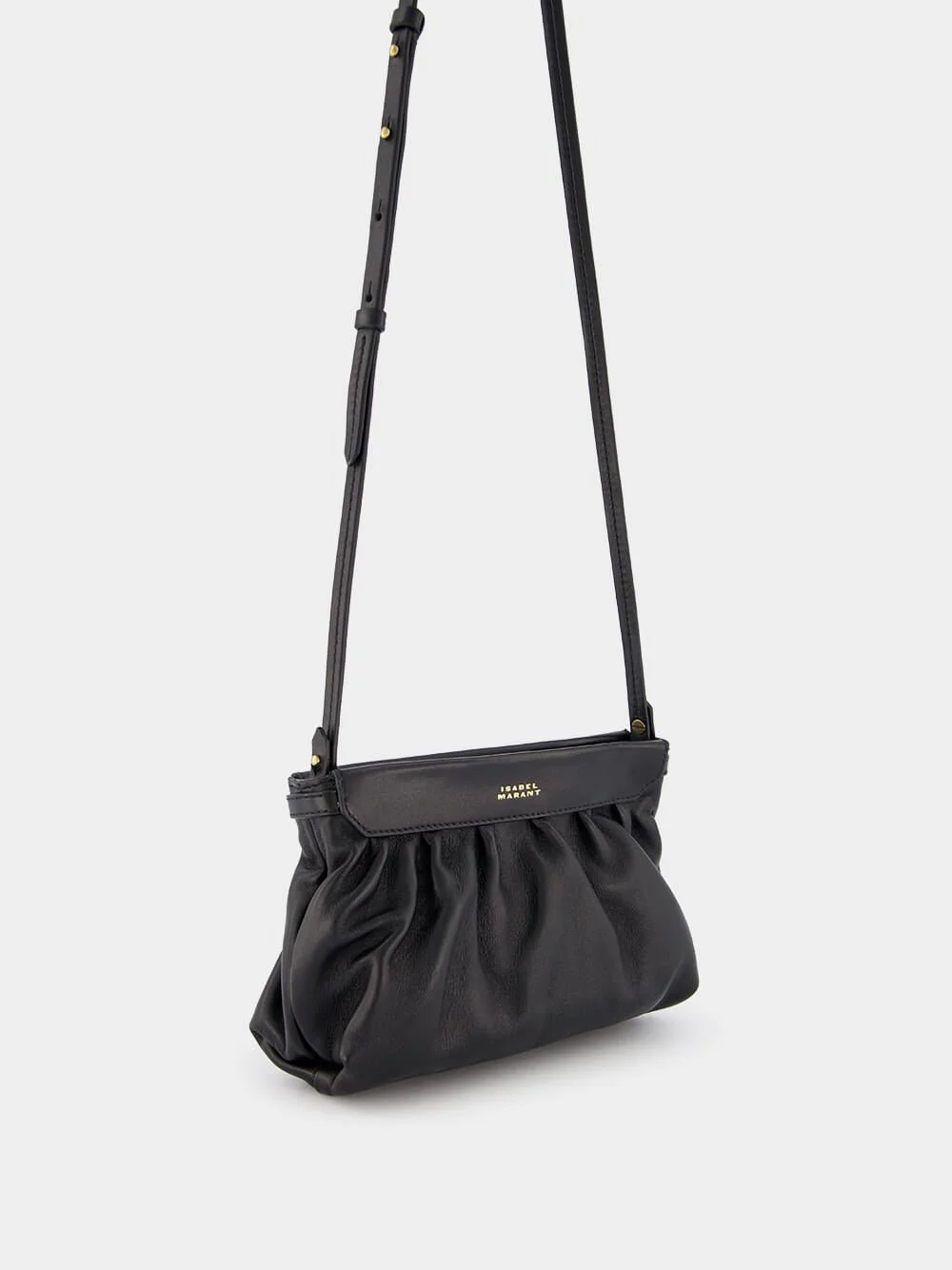 Luzes Gathered Crossbody Black Leather Bag - Image 2