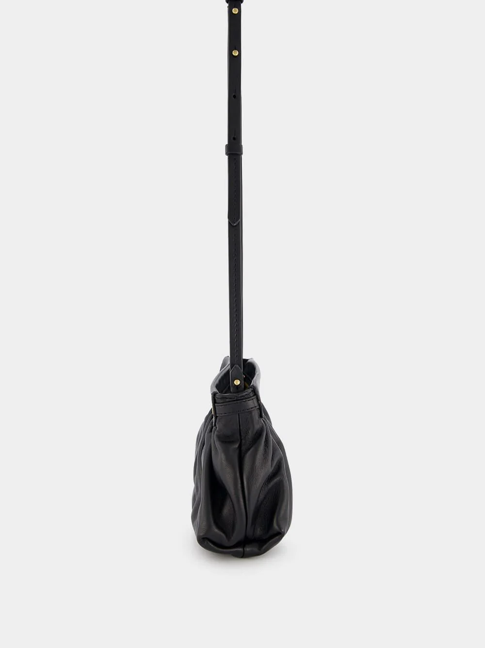 Luzes Gathered Crossbody Black Leather Bag - Image 3