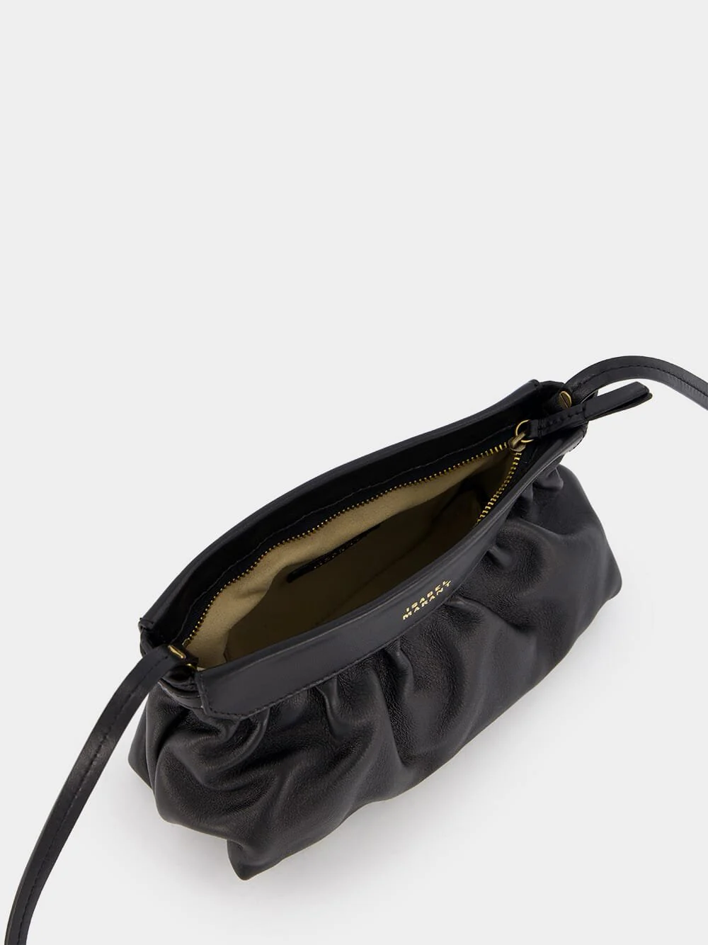 Luzes Gathered Crossbody Black Leather Bag - Image 5