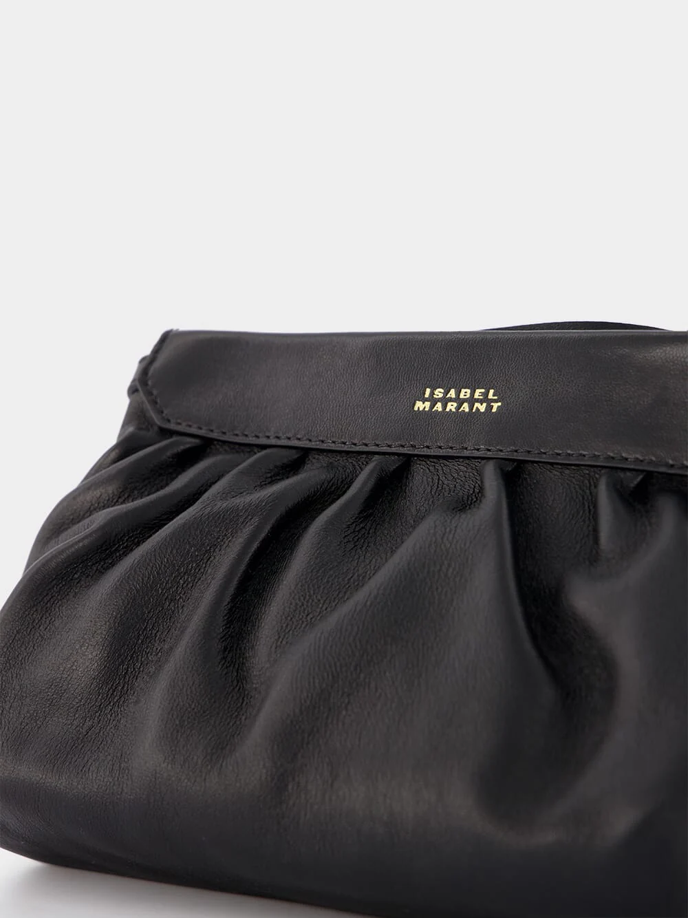 Luzes Gathered Crossbody Black Leather Bag - Image 6