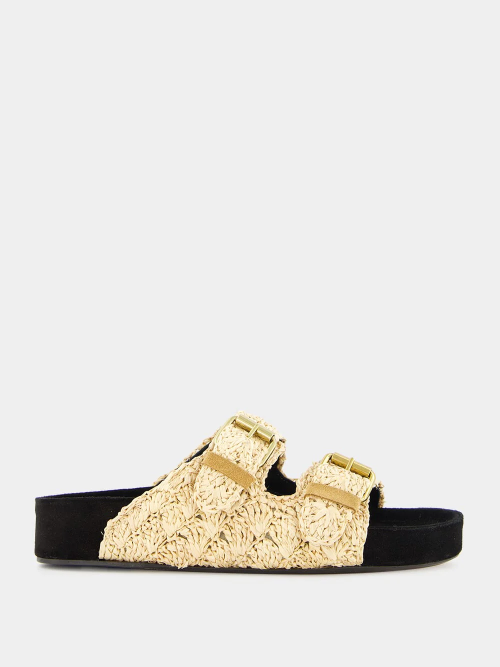 Raffia Buckle-Strap Sandals
