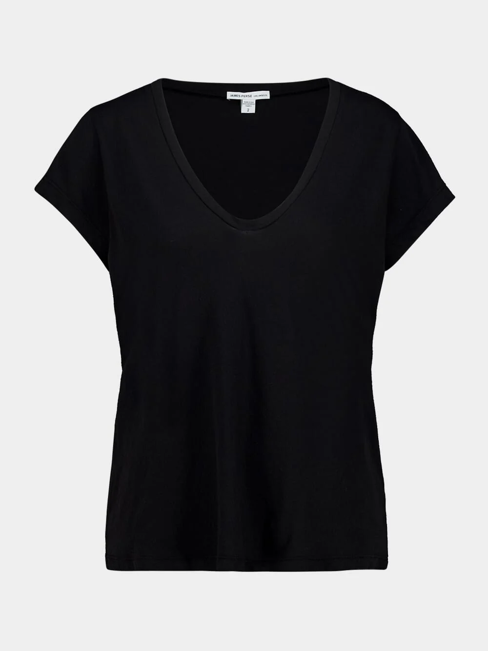 Black Deep V-Neck Cotton T-Shirt