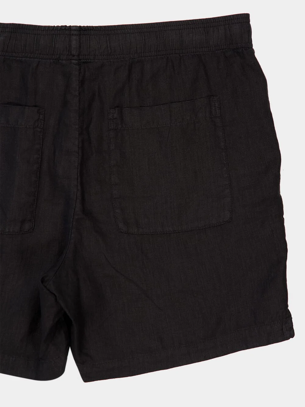 Black Linen Drawstring Shorts - Image 4