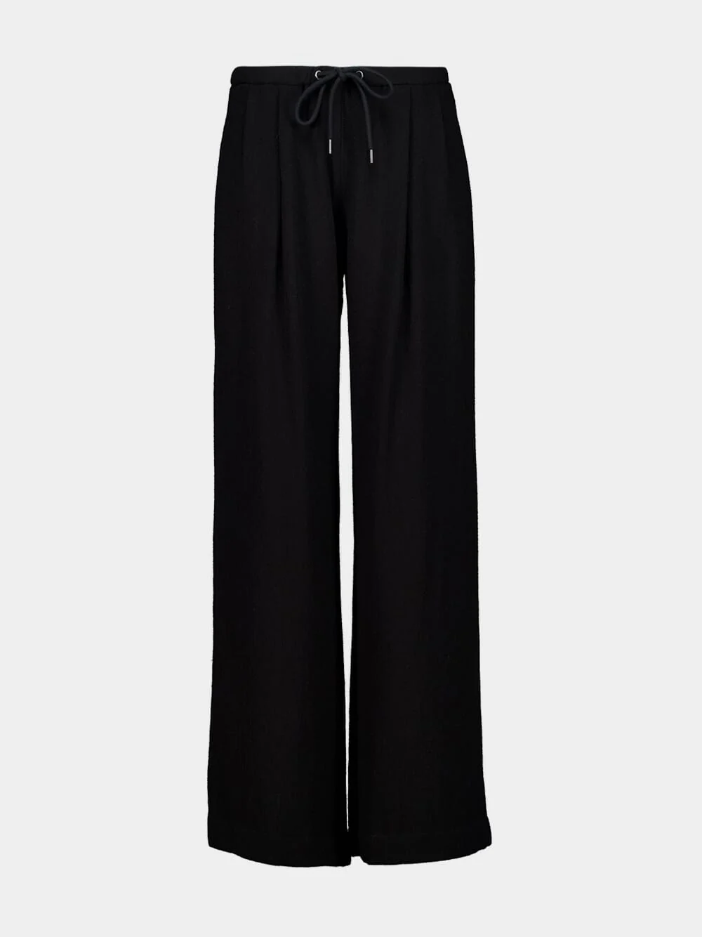 Black Wide-Leg Relaxed Viscose-Wool Pants