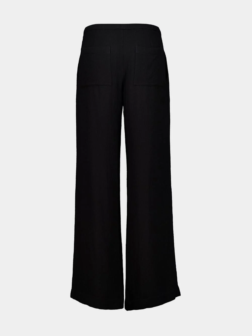 Black Wide-Leg Relaxed Viscose-Wool Pants - Image 2