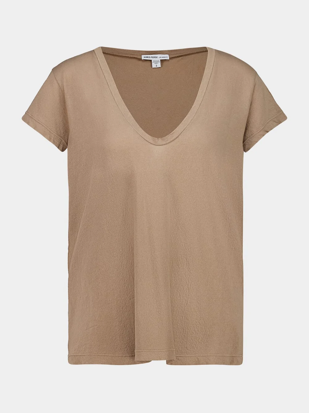 Coffee Brown Deep V-Neck Cotton T-Shirt