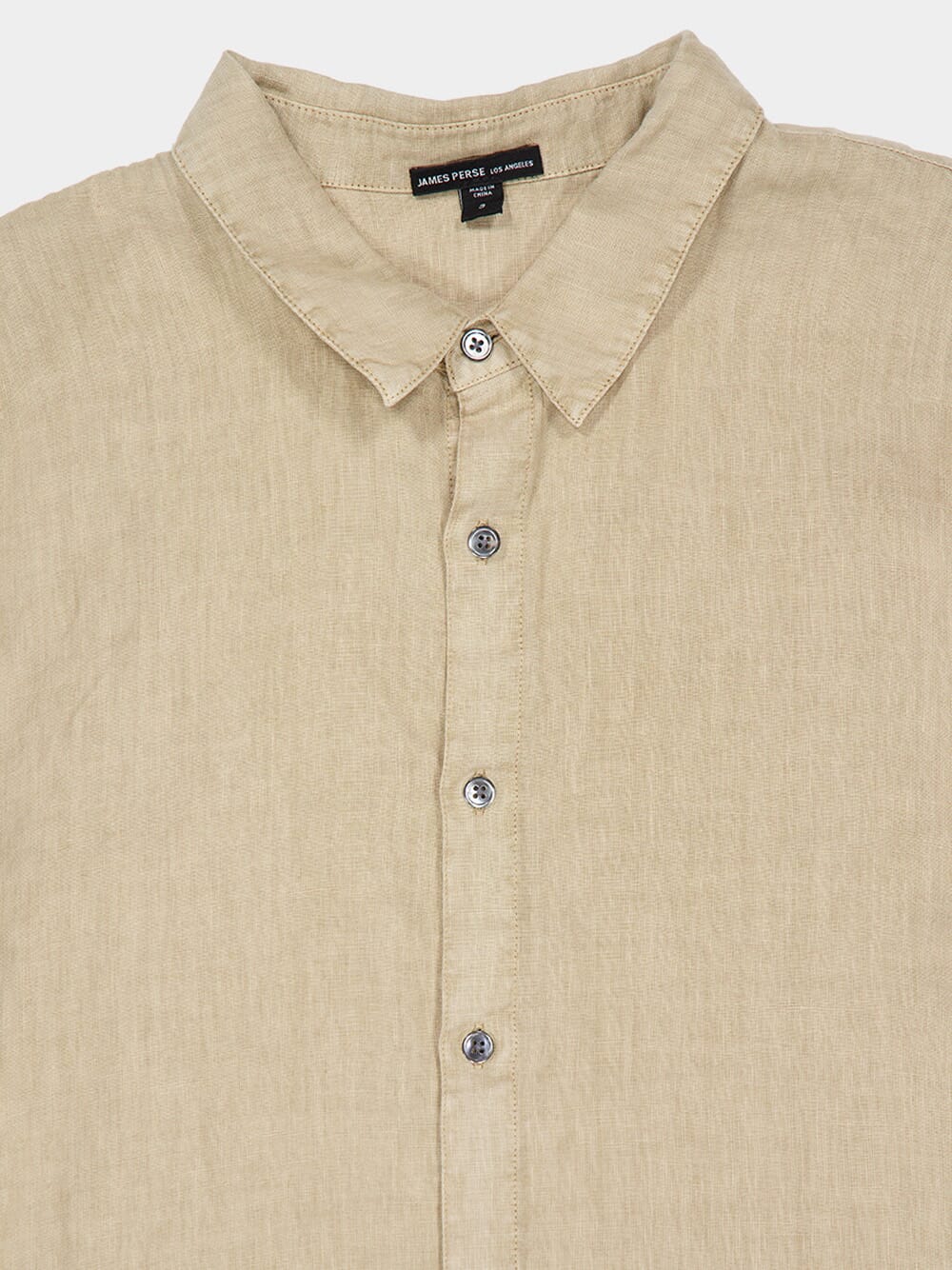 Light Khaki Classic Linen Shirt - Image 3