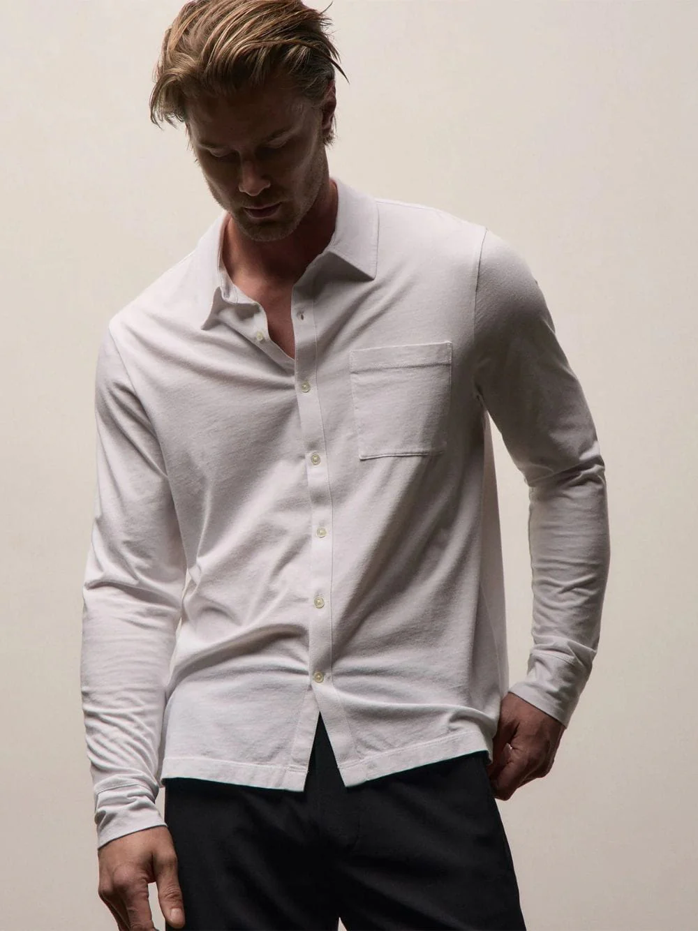 White Clean Finish Jersey Cotton Shirt - Image 2