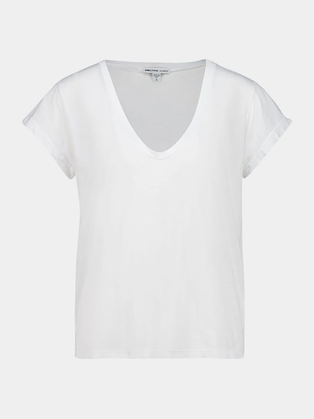 White Deep V-Neck Cotton T-Shirt