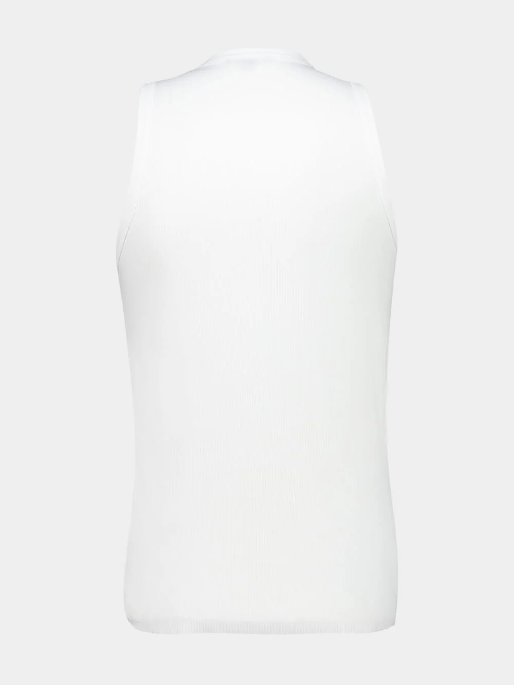 White Ribbed Cotton-Lycra Tank Top - Image 2