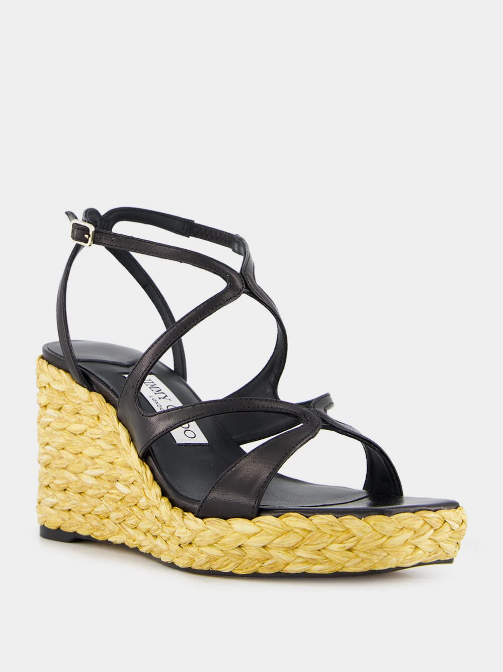 Black Ayla Nappa Leather Wedge Sandals - Image 3