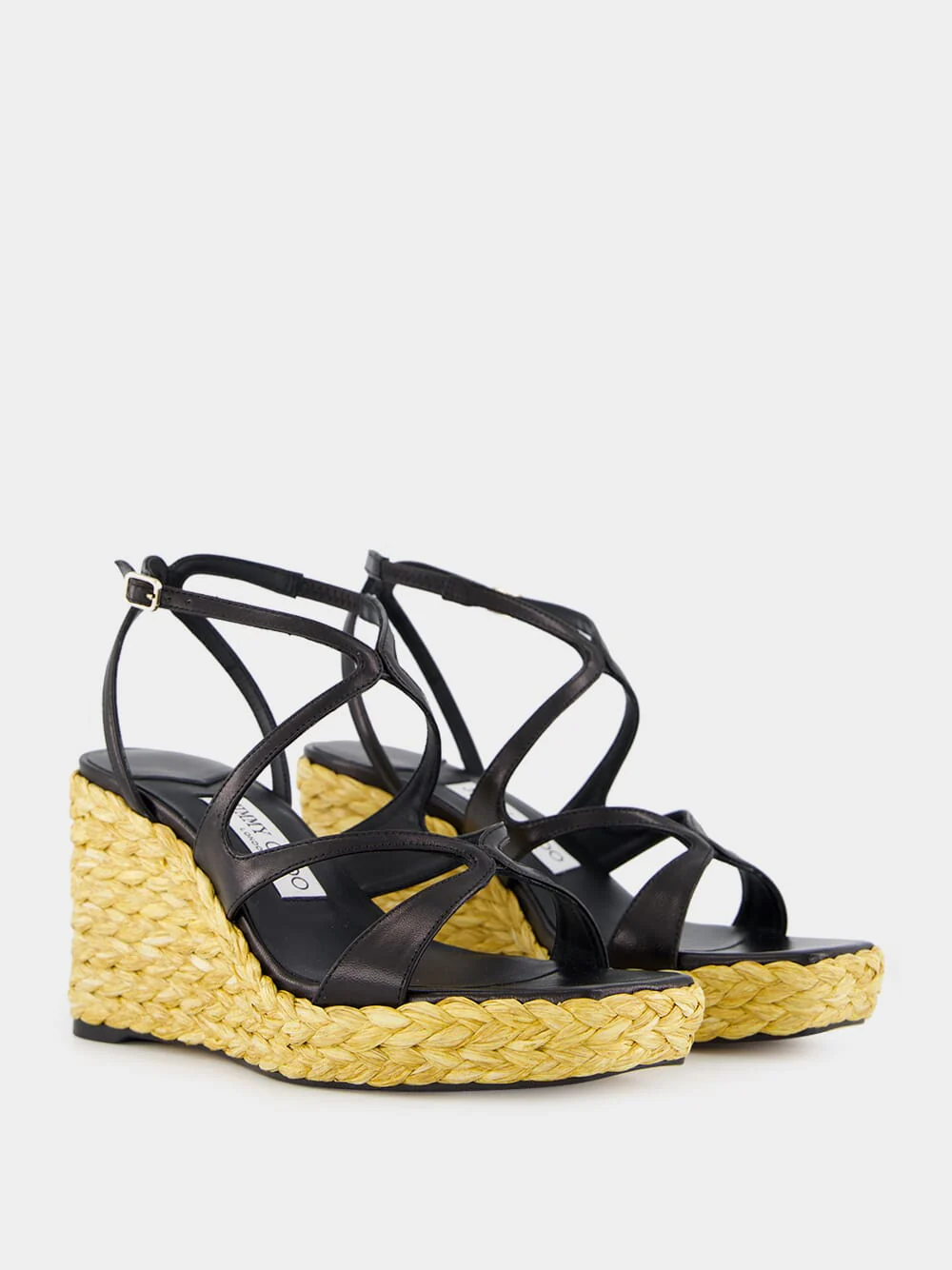 Black Ayla Nappa Leather Wedge Sandals - Image 4