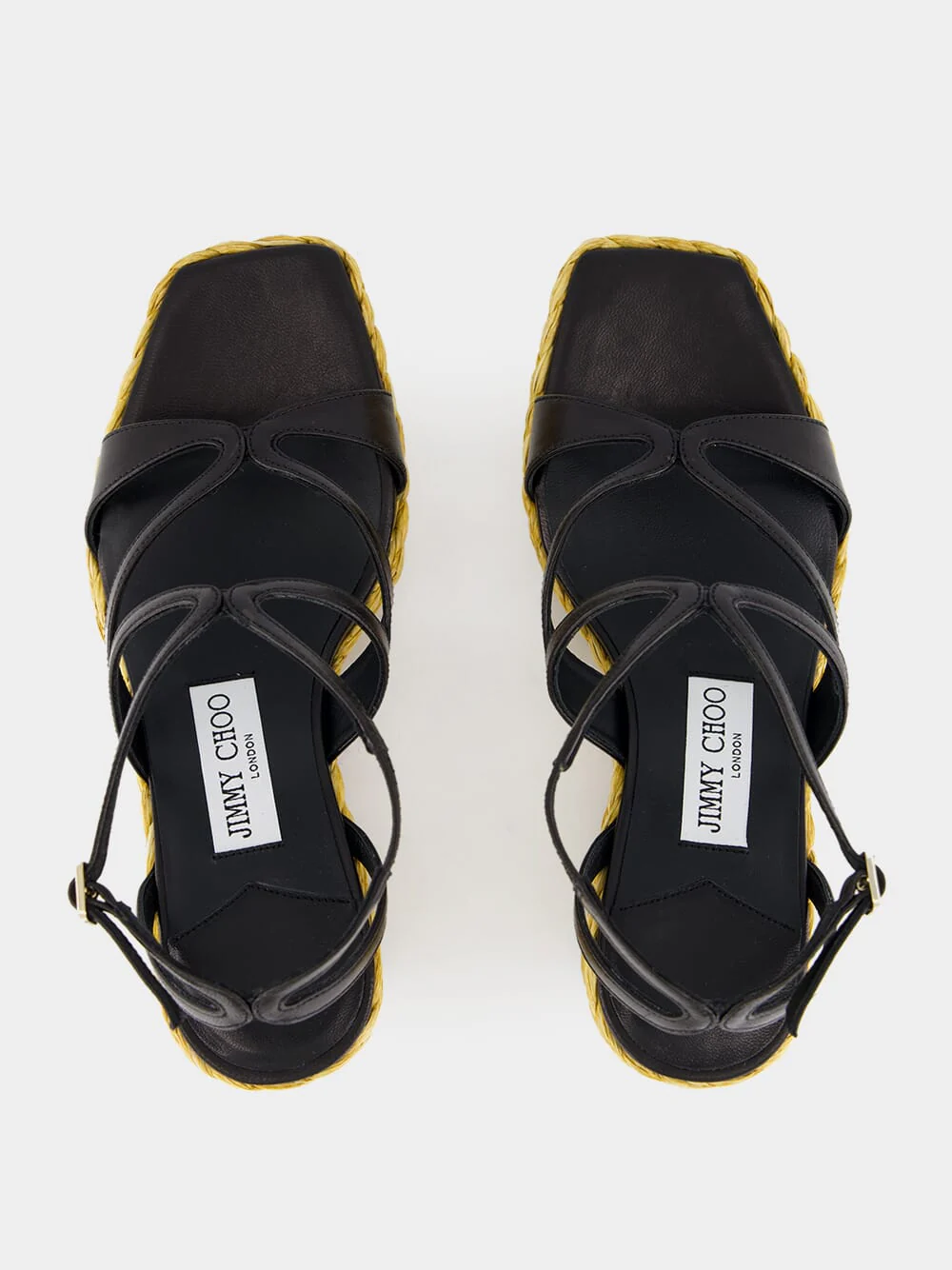 Black Ayla Nappa Leather Wedge Sandals - Image 5