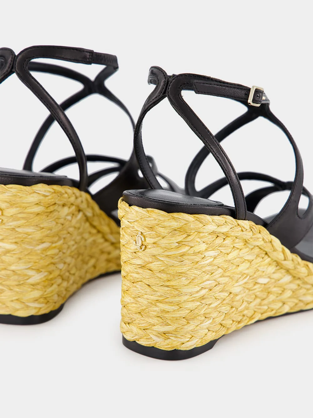 Black Ayla Nappa Leather Wedge Sandals - Image 7