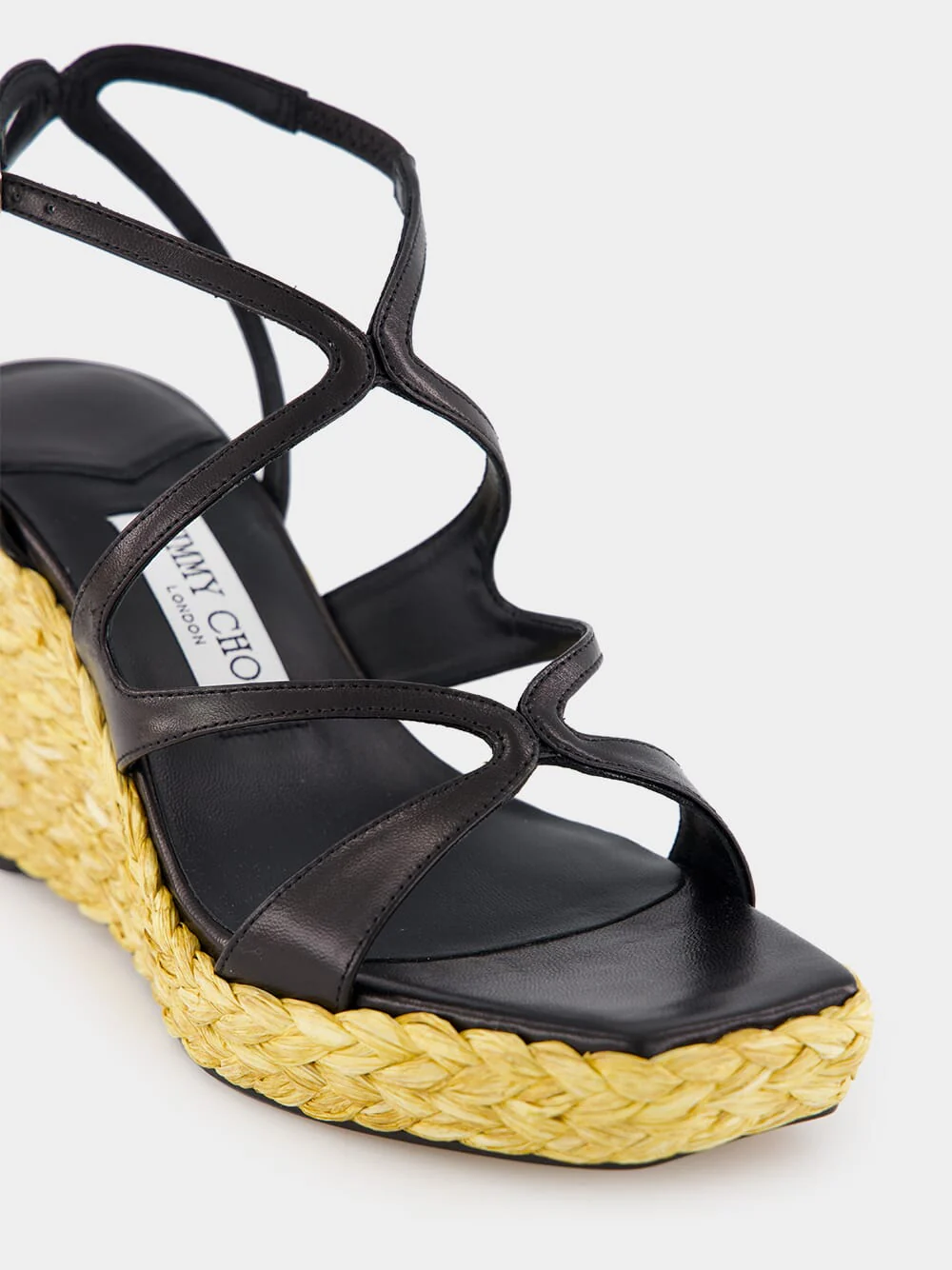 Black Ayla Nappa Leather Wedge Sandals - Image 8