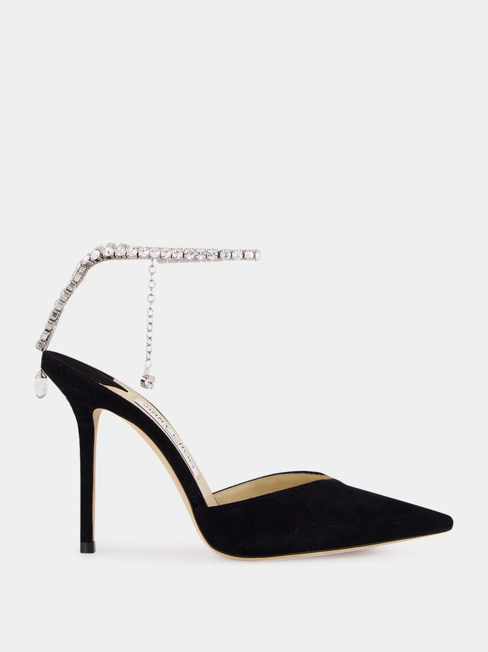 Black Suede Crystal-Embellished Saeda Pumps