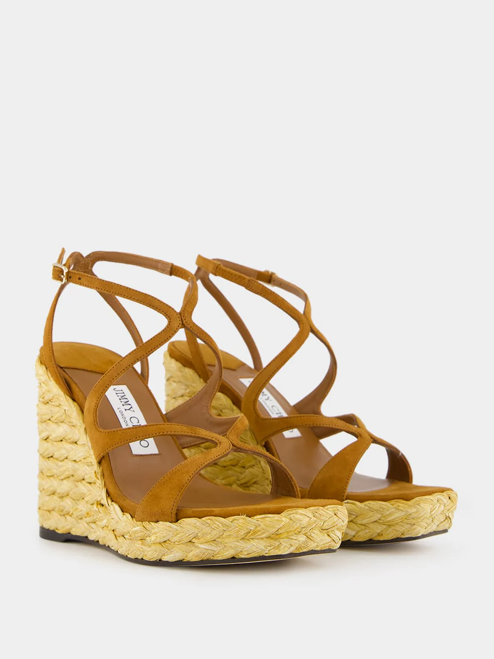 Brown Ayla Suede Wedge Sandals with Raffia - Image 3