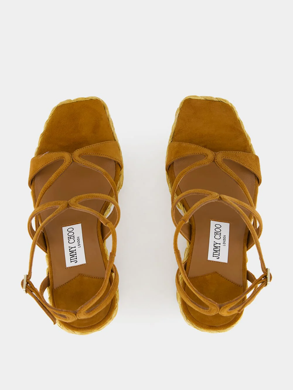 Brown Ayla Suede Wedge Sandals with Raffia - Image 4