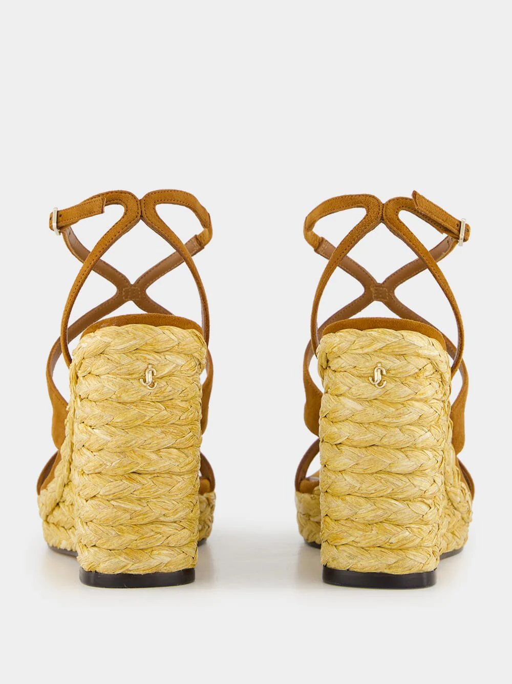 Brown Ayla Suede Wedge Sandals with Raffia - Image 5