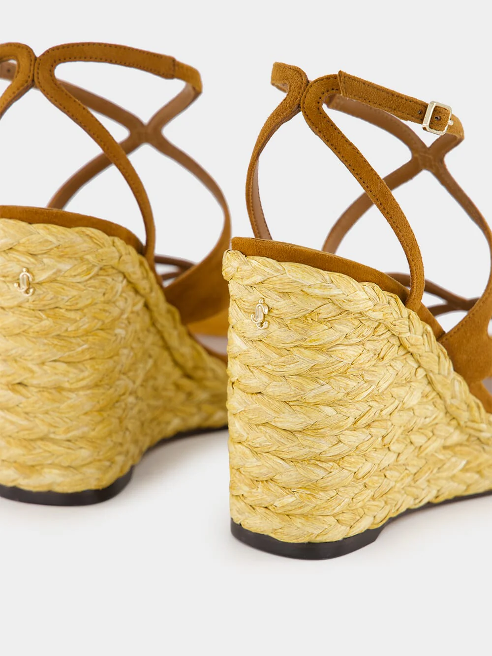Brown Ayla Suede Wedge Sandals with Raffia - Image 6