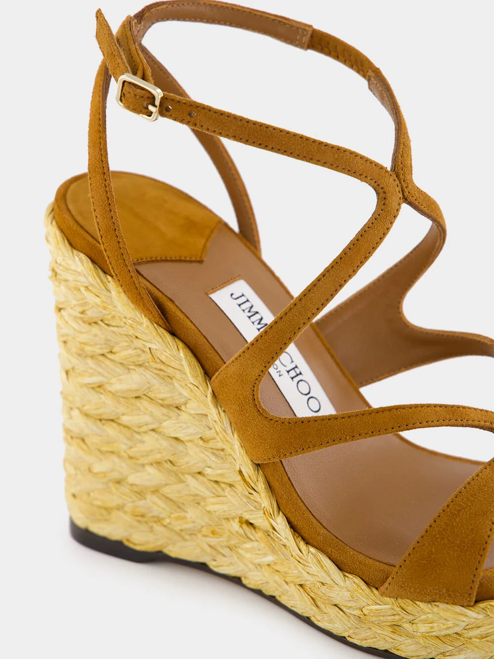 Brown Ayla Suede Wedge Sandals with Raffia - Image 7