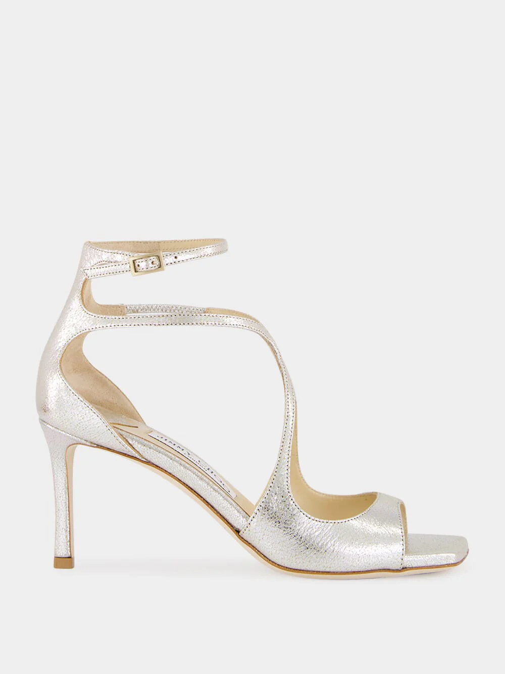 Champagne Azia 75 Glitter Leather Sandals
