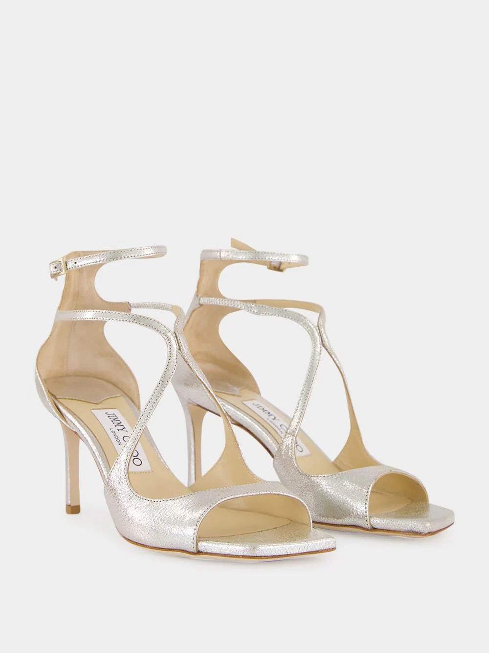 Champagne Azia 75 Glitter Leather Sandals - Image 3