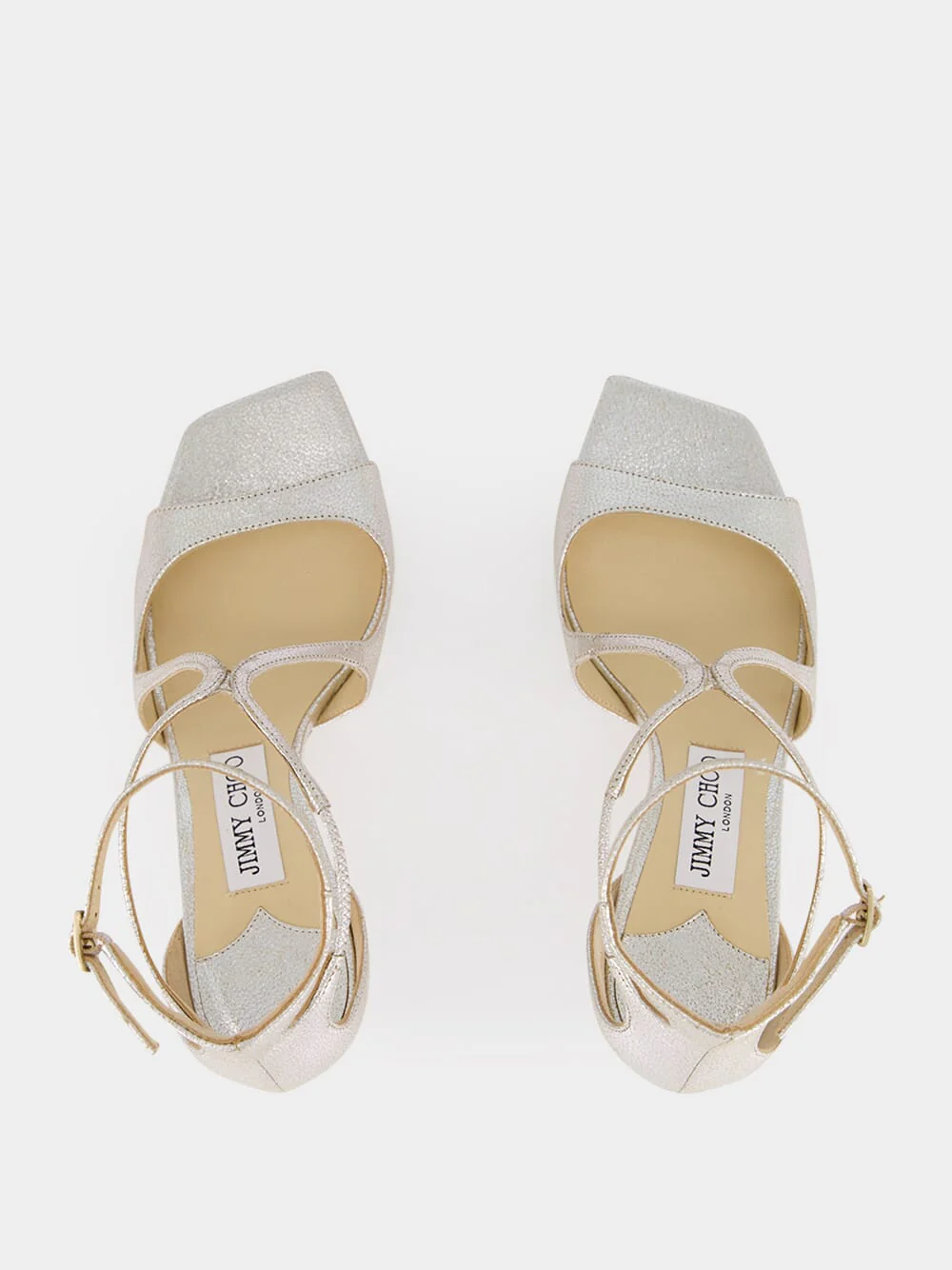 Champagne Azia 75 Glitter Leather Sandals - Image 4