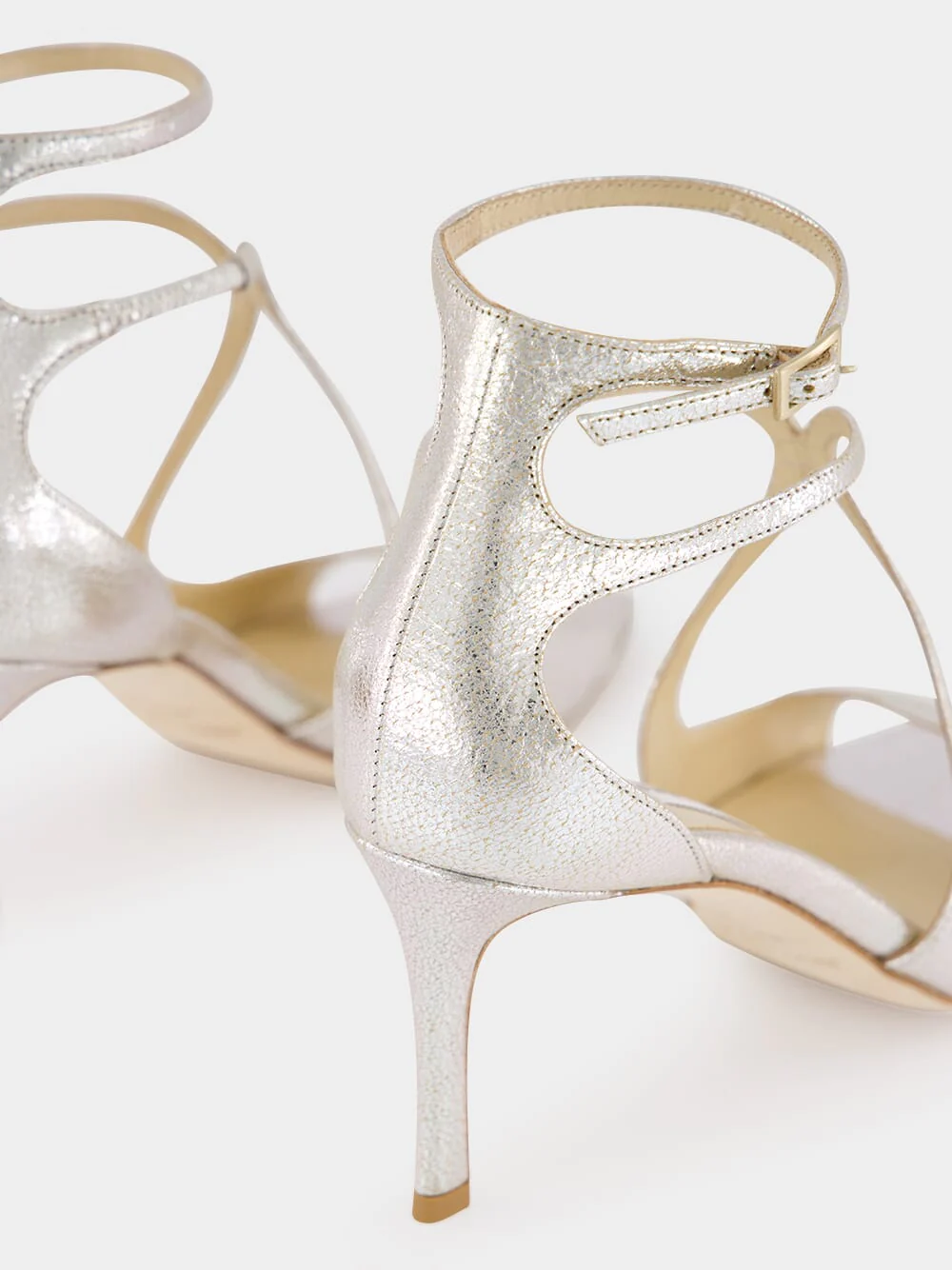 Champagne Azia 75 Glitter Leather Sandals - Image 6