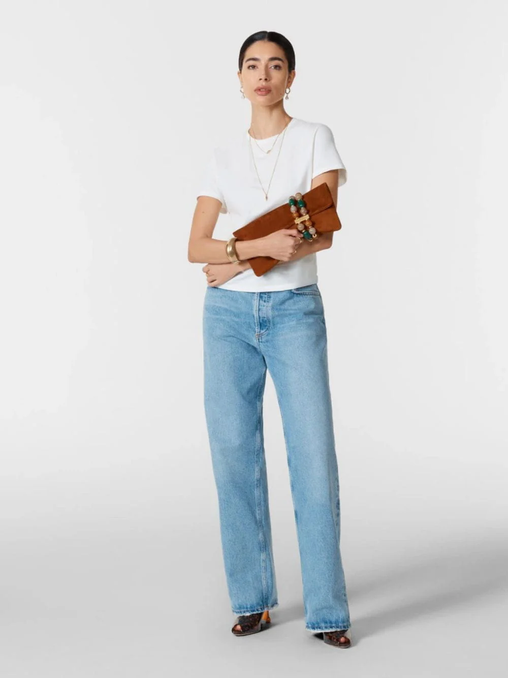 Zandra Tan Suede Clutch Bag - Image 2