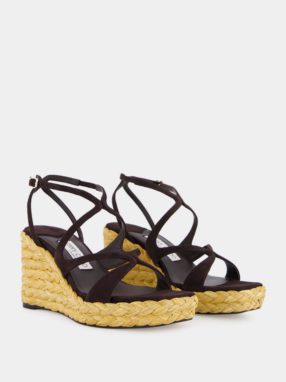 Coffee Ayla 85 Suede Wedge Sandals - Image 3