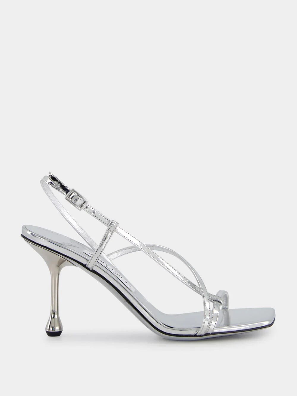 Etana Silver Metallic Leather Sandals - Image 2