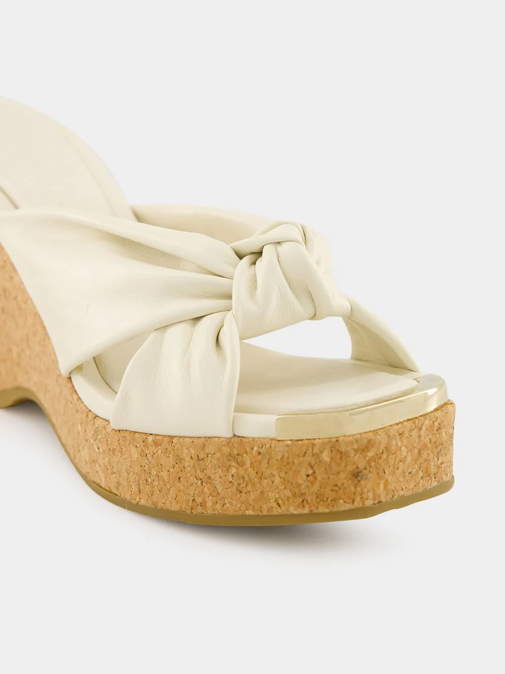 Latte Nappa Leather Avenue Wedge Mules - Image 6