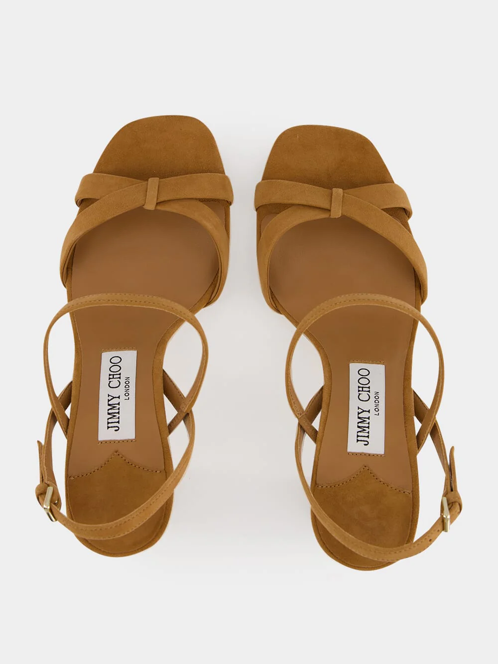 Elsy Block Heel 85 Toffee Suede Sandals - Image 4