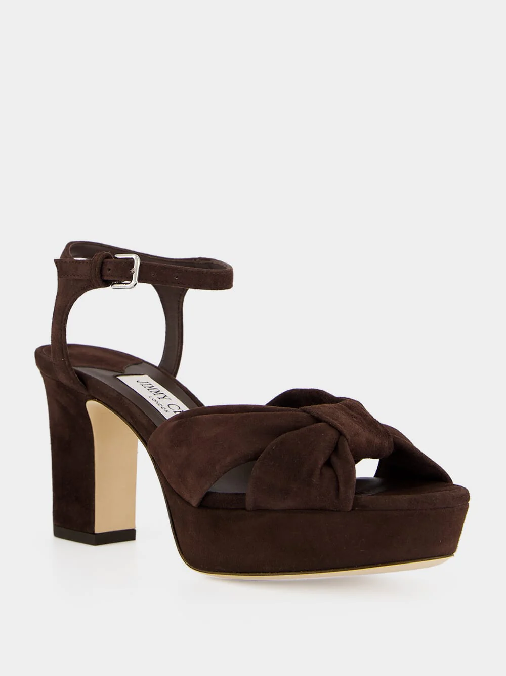 Heloise 80 Chocolate Suede Platform Sandals - Image 2