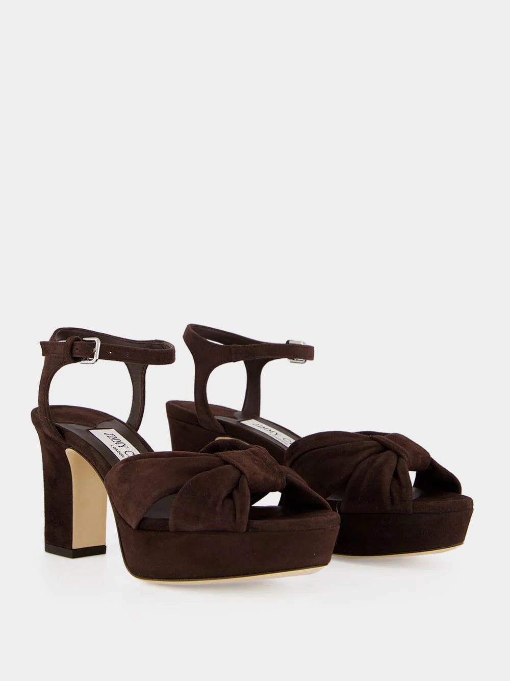 Heloise 80 Chocolate Suede Platform Sandals - Image 3