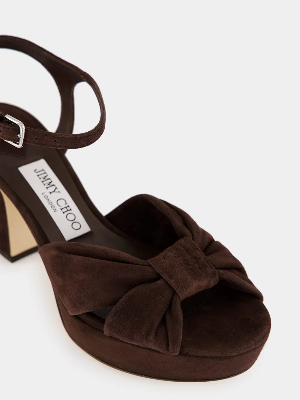 Heloise 80 Chocolate Suede Platform Sandals - Image 6