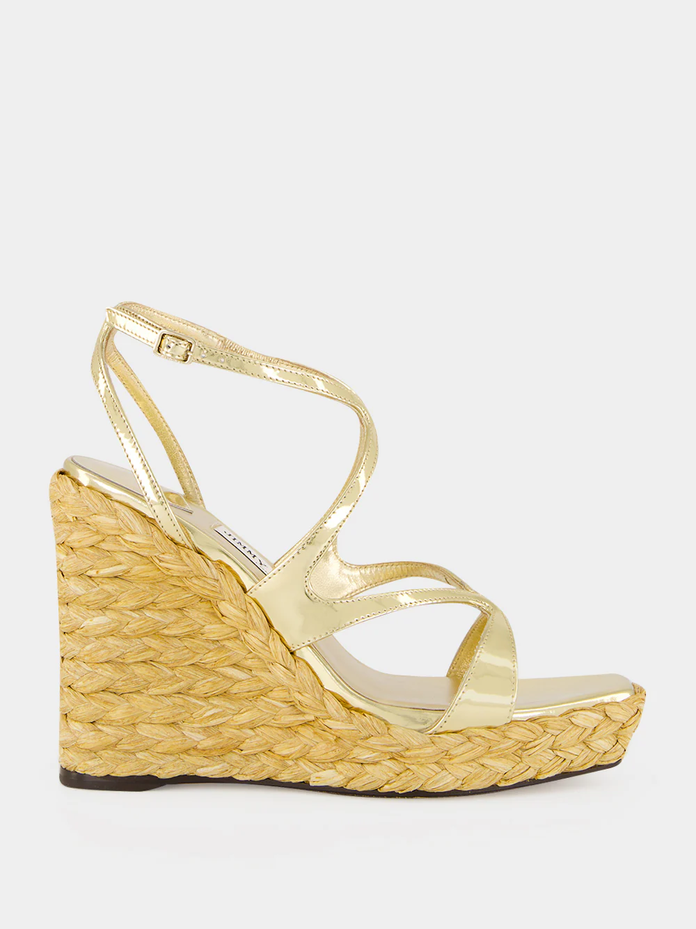 Gold Ayla Raffia Wedge Sandals