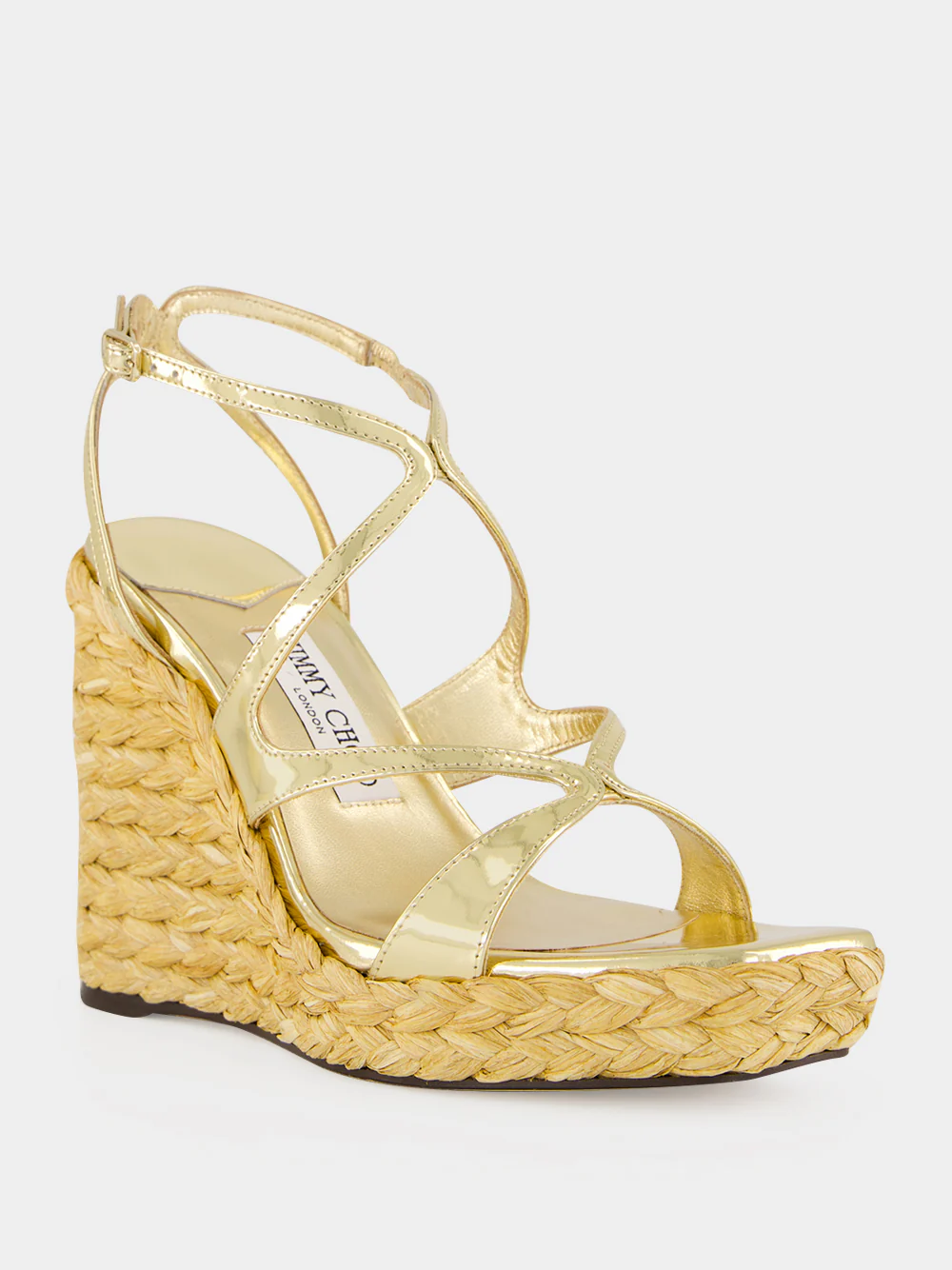 Gold Ayla Raffia Wedge Sandals - Image 2
