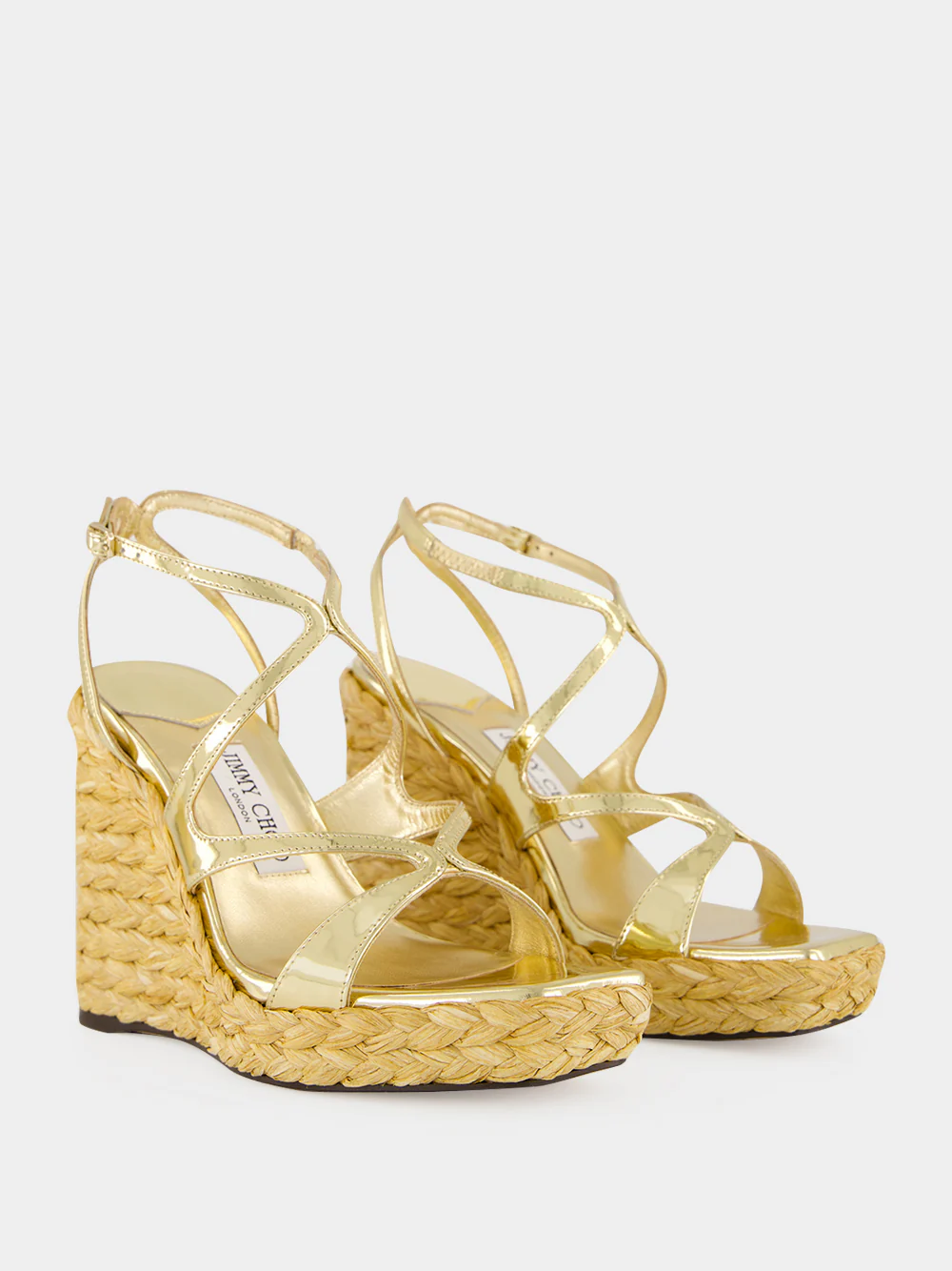 Gold Ayla Raffia Wedge Sandals - Image 3