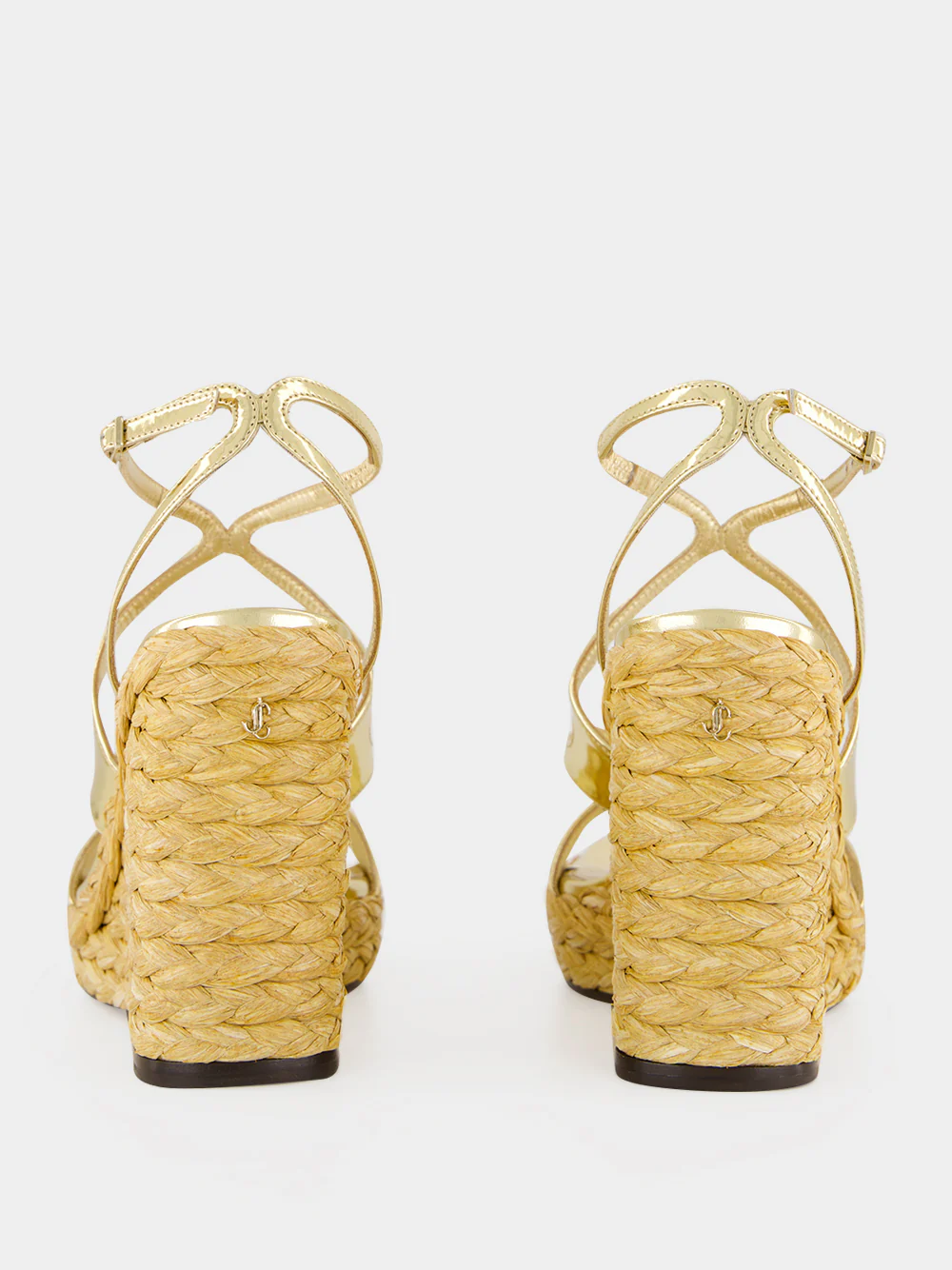 Gold Ayla Raffia Wedge Sandals - Image 5