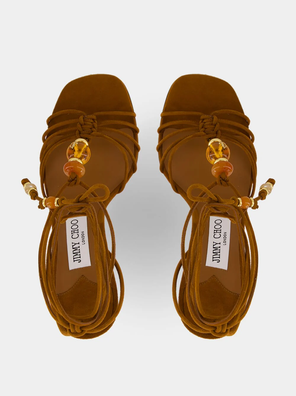 Lova Wedge 85 Tan Suede Beaded Wedges - Image 4