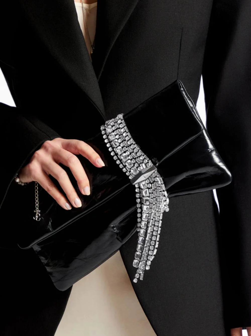 Zandra Black Vintage Metallic Leather Clutch Bag - Image 2