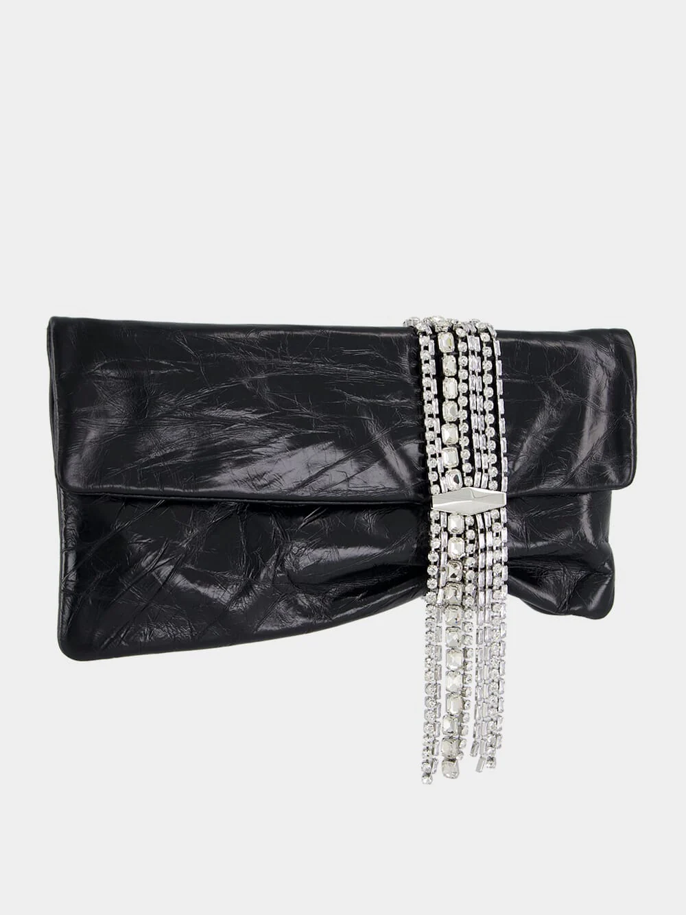 Zandra Black Vintage Metallic Leather Clutch Bag - Image 3