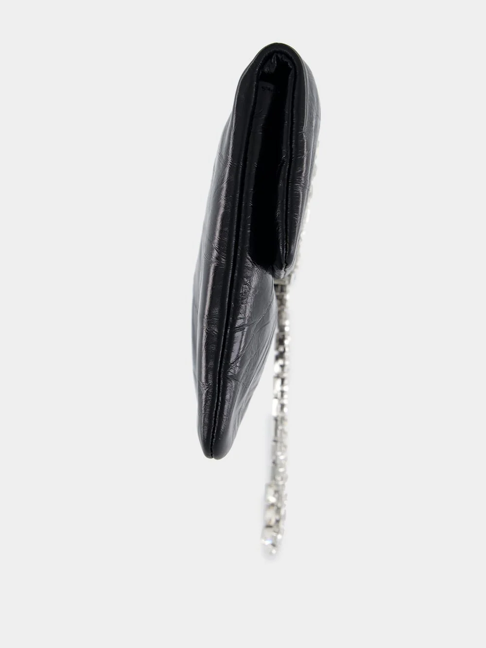 Zandra Black Vintage Metallic Leather Clutch Bag - Image 4